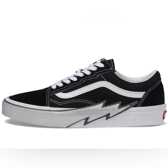 VANS OLD SKOOL 'BOLT BLACK/SILVER GLITTER UNISEX SIDEWALL BLACK' UNISEX MSRP $90 - Picture 14 of 15